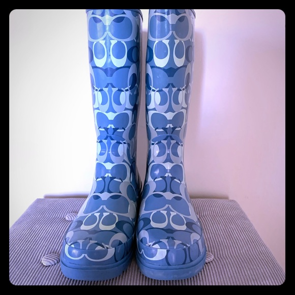Coach Shoes - Coach blue monogram rain boots